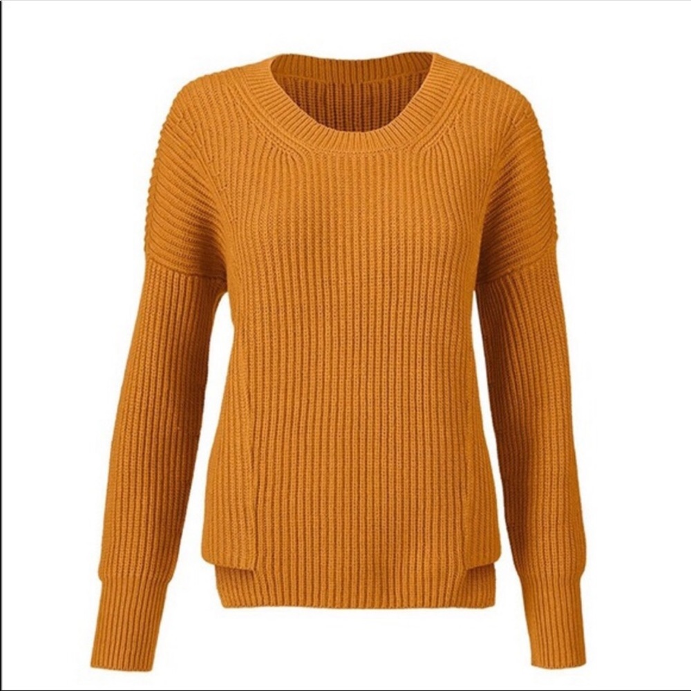 Cabi mustard yellow step up pullover sweater